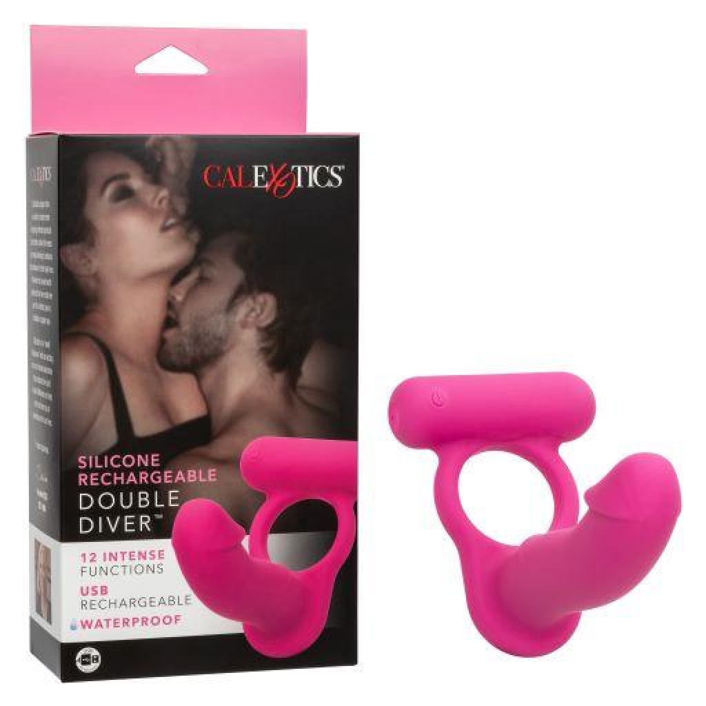 Silicone Rechargeable Double Diver - Couples Vibrating Penis Rings