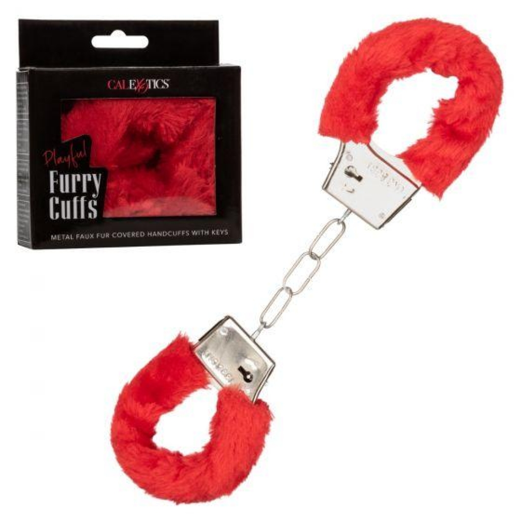 Playful Furry Cuffs Red - Handcuffs