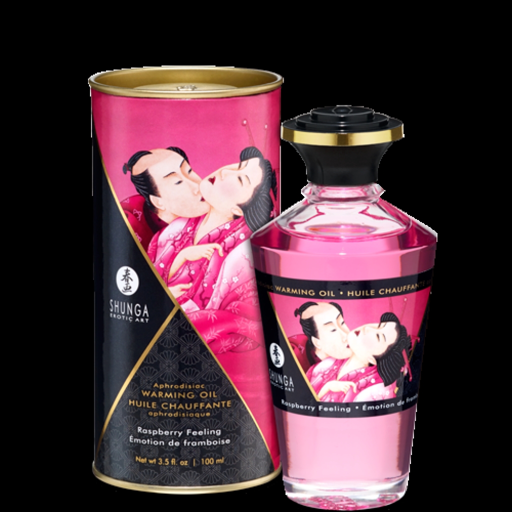 Shunga Warming Massage Oil Raspberry 3.5 fluid ounces - Sensual Massage Oils & Lotions