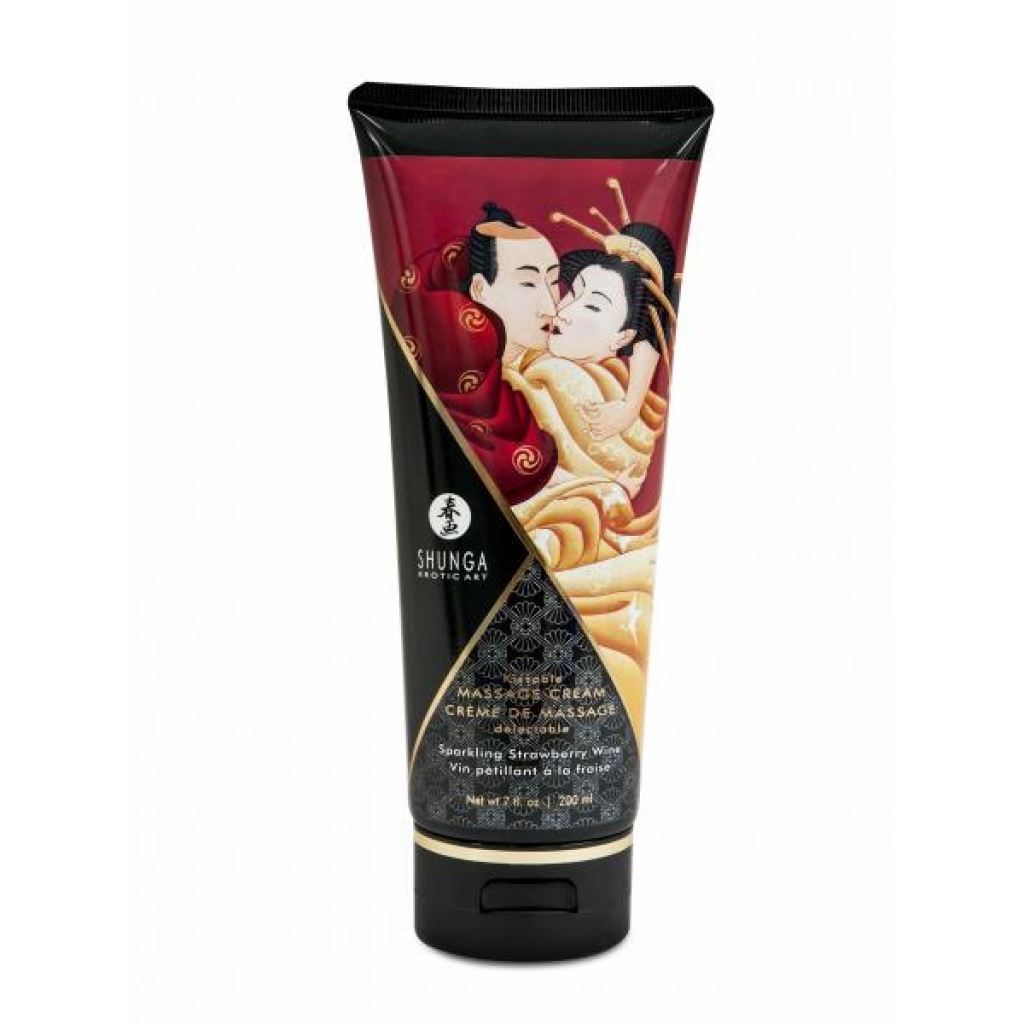 Shunga Massage Cream Sparkling Strawberry Wine 7oz - Sensual Massage Oils & Lotions