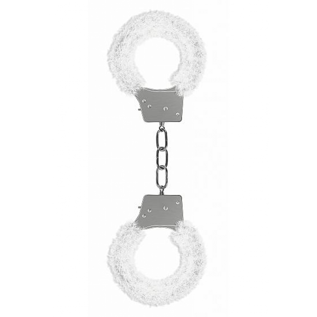 Ouch Beginners Handcuffs Furry White - Handcuffs