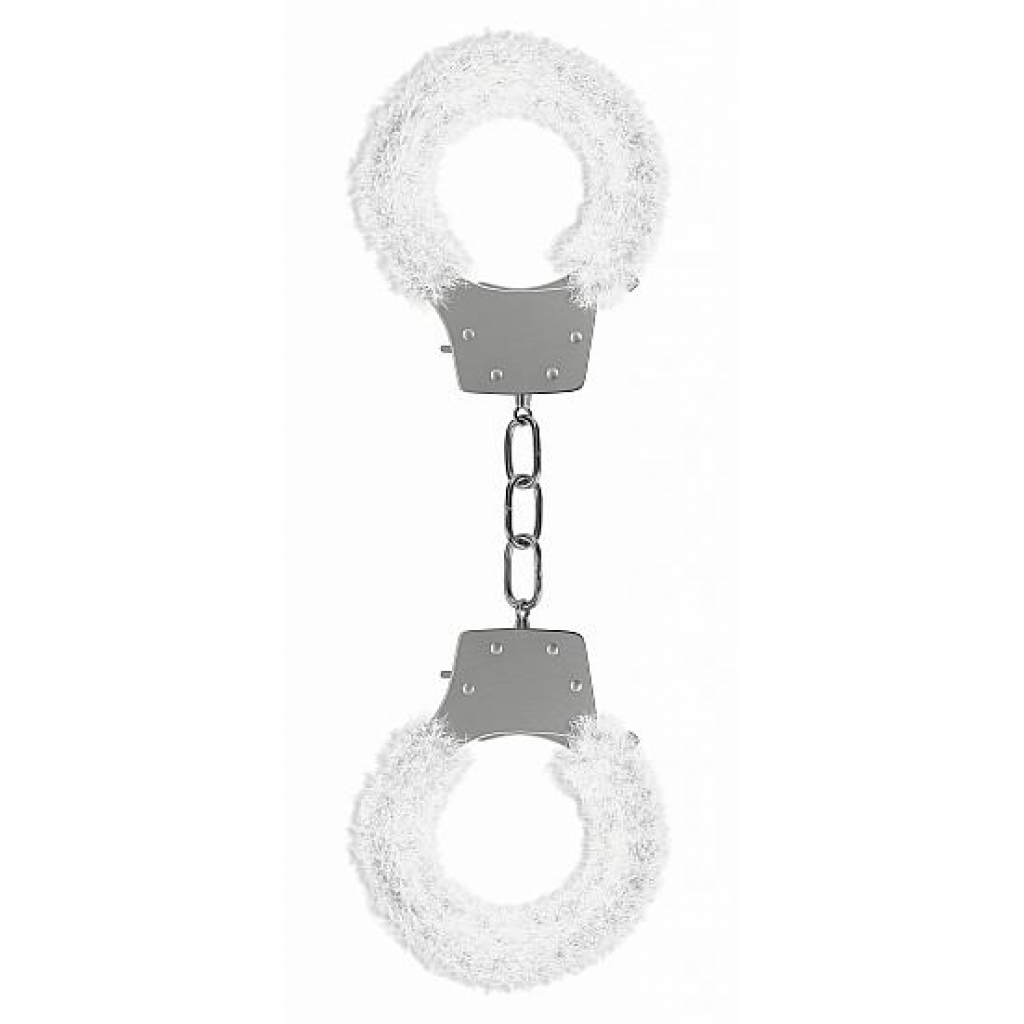 Ouch Pleasure Handcuffs Furry White - Handcuffs