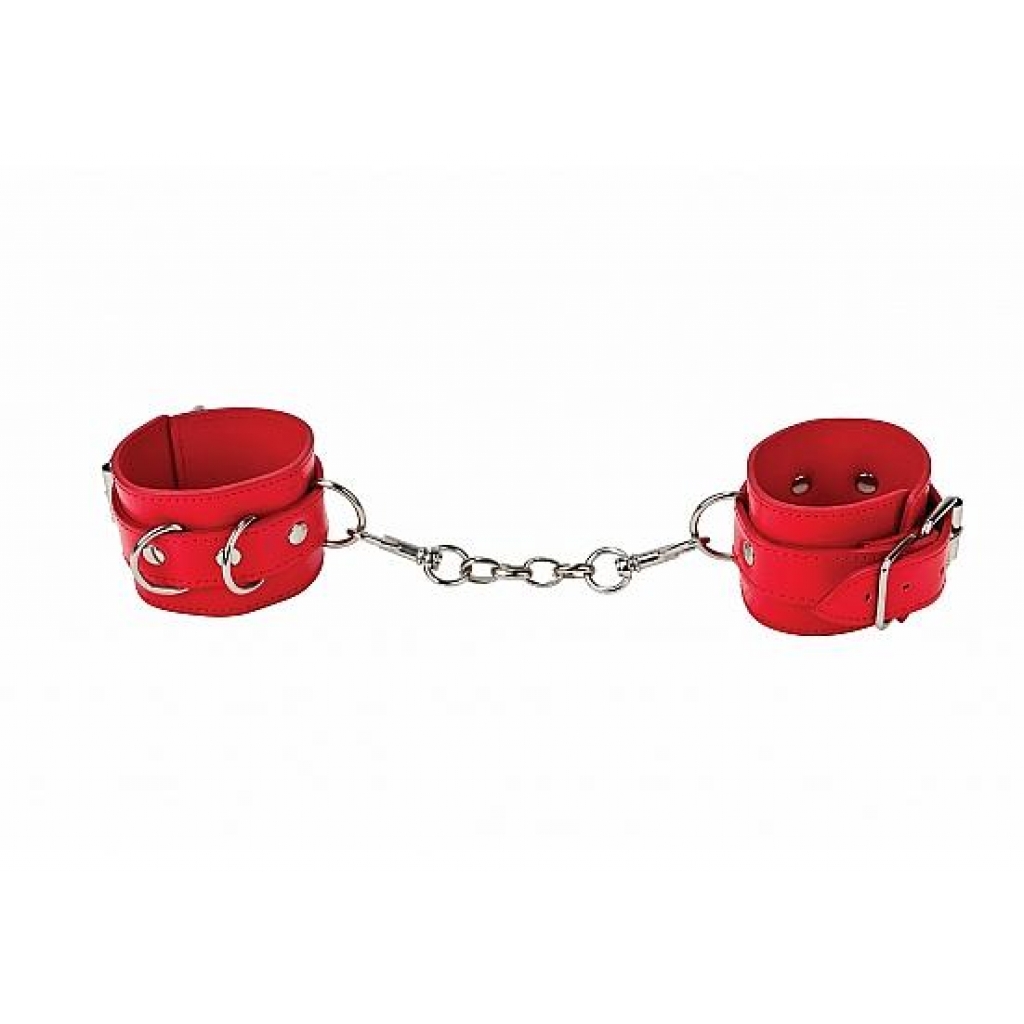 Ouch Leather Cuffs Red - Handcuffs