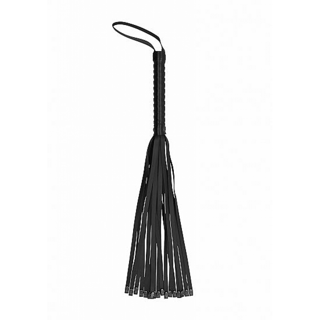 Ouch! Skulls and Bones Whip with Skulls Black Leather - Floggers