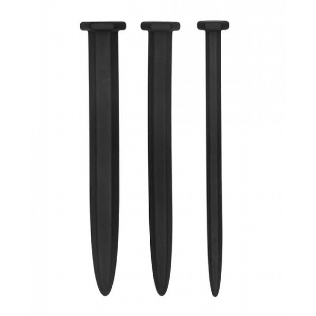 Silicone Rugged Nail Plug Set - Urethral Sounding - Black