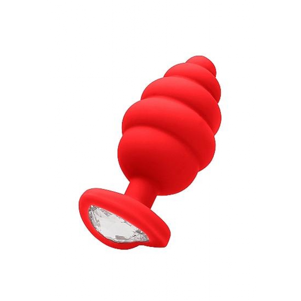 Regular Ribbed Diamond Heart Plug Red - Anal Plugs