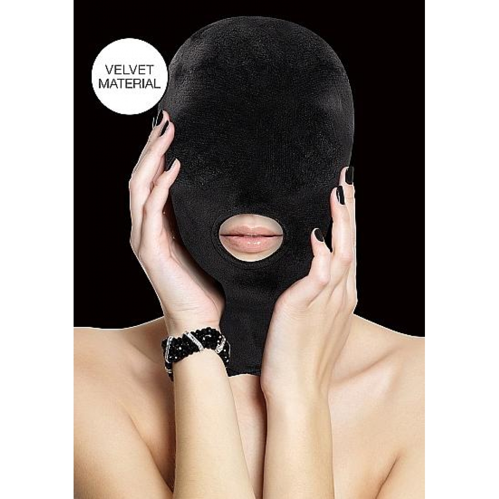 Velvet & Velcro Mask W/ Mouth Opening Black - Hoods & Goggles