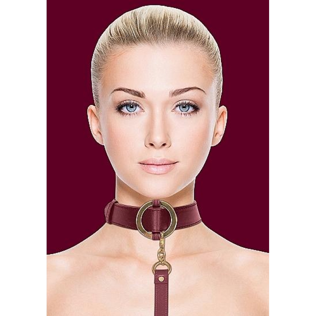 Ouch Halo Collar W/ Leash Burgundy - Collars & Leashes