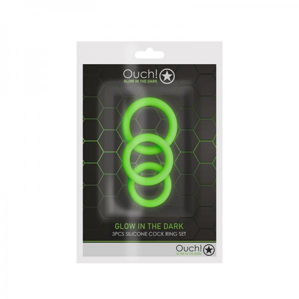 Glow 3pcs Cock Ring Set Glow In The Dark - Cock Ring Trios