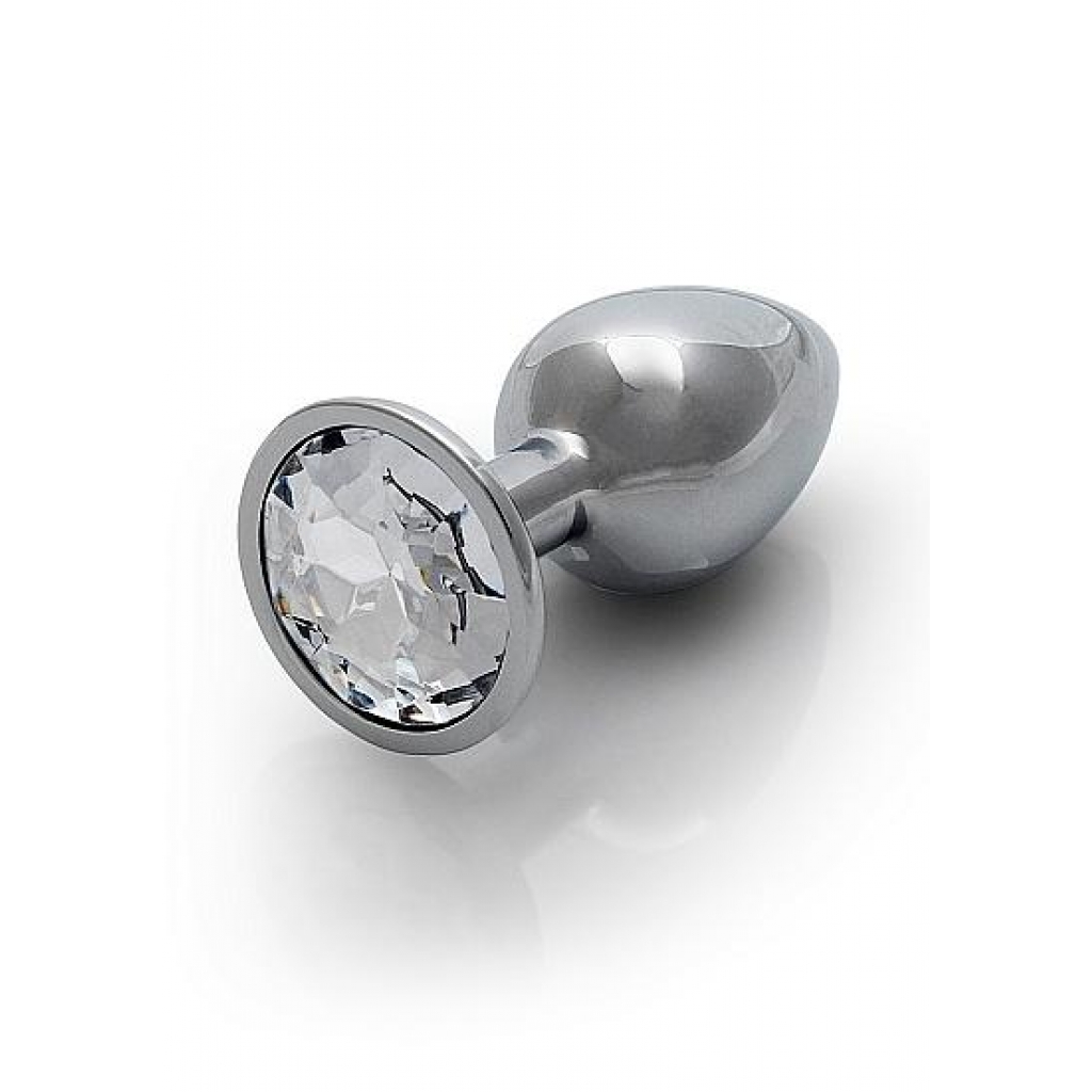 Round Gem Butt Plug Small Silver Diamond - Anal Plugs