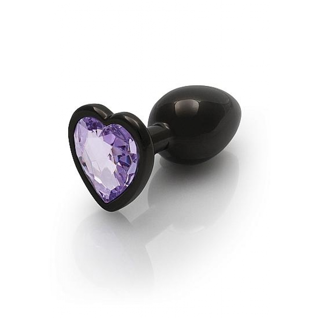 Heart Gem Butt Plug Small Gunmetal Amethyst - Anal Plugs