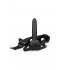 Ouch! Ribbed Hollow Strap-on 8 In W/ Balls Black - Harness & Dong Sets