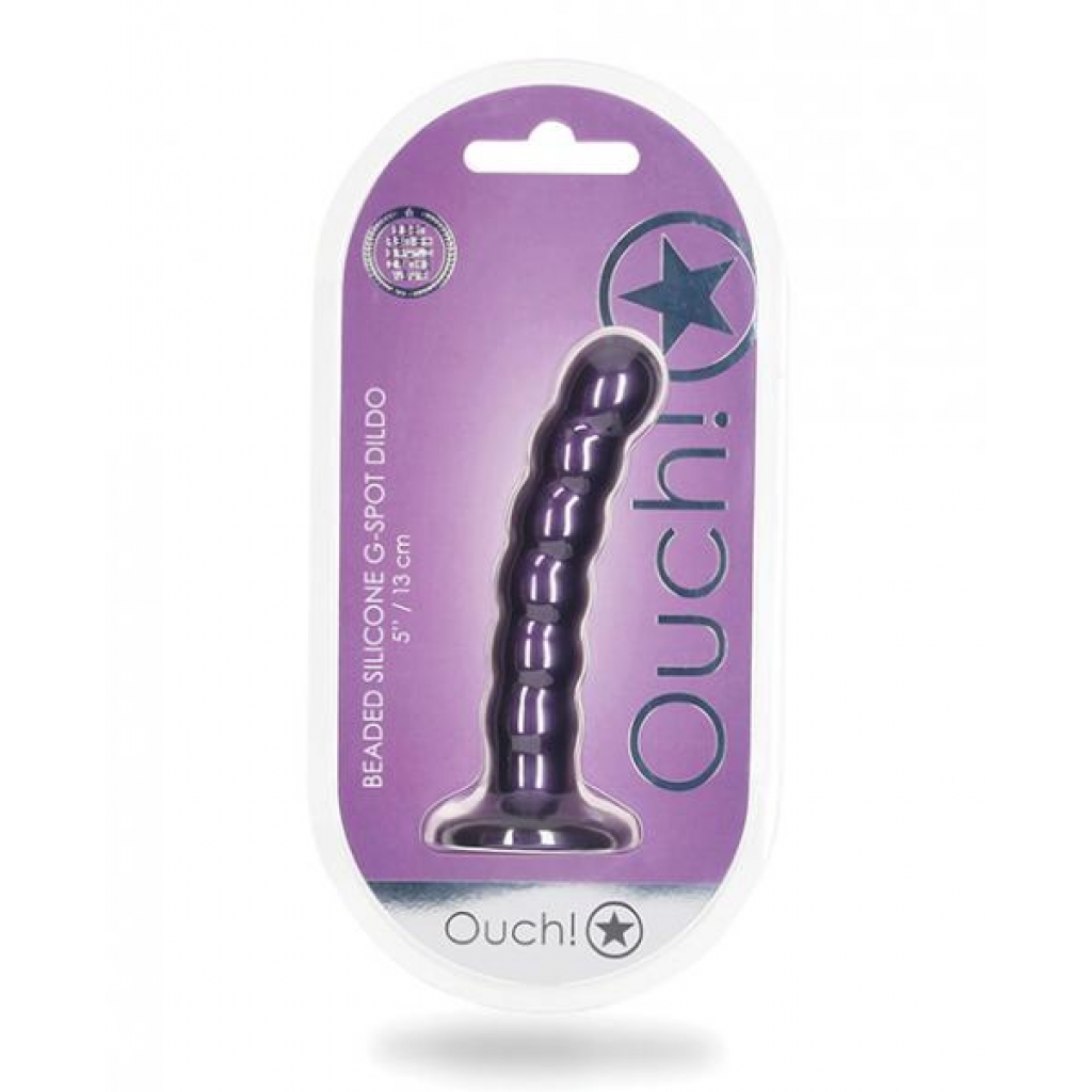 Ouch! Beaded Silicone G-spot Dildo 5 In Metallic Purple - Realistic Dildos & Dongs