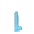 Realrock 6in Realistic Dildo W/ Balls Clear Blue - Realistic Dildos & Dongs