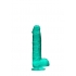 Realrock 6in Realistic Dildo W/ Balls Turquoise - Realistic Dildos & Dongs