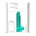 Realrock 8in Realistic Dildo W/ Balls Turquoise - Realistic Dildos & Dongs