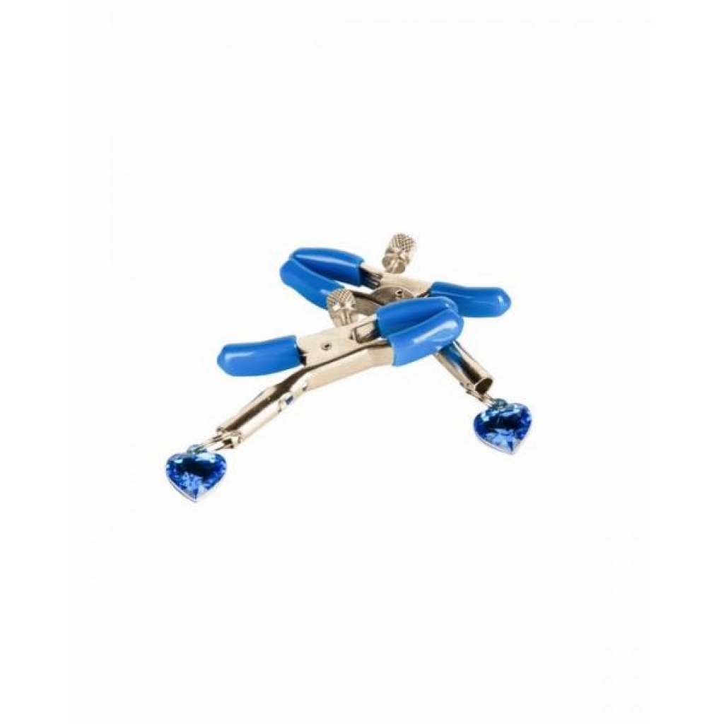 Jewel Adorned Nipple Clamps Blue - Nipple Clamps