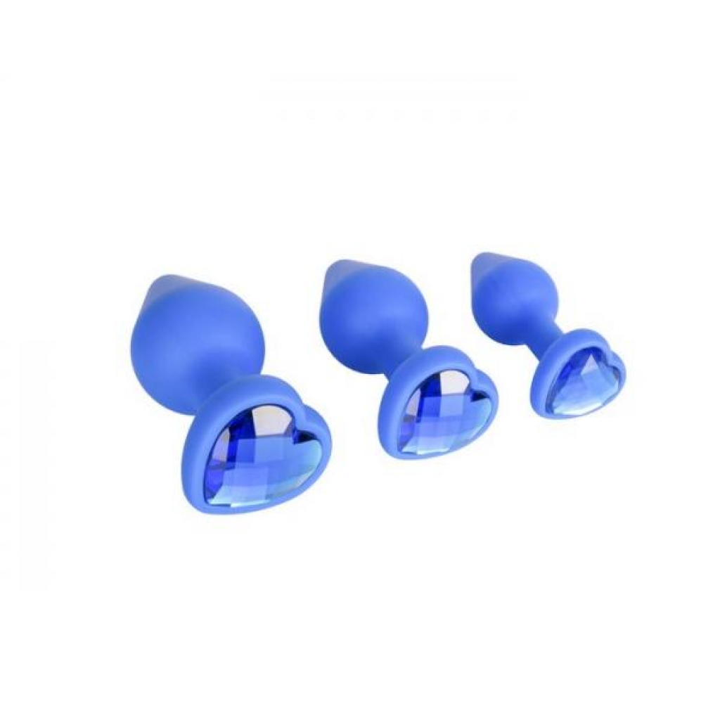 Jewel Adorned Anal Plug Trainer Kit Blue - Anal Trainer Kits