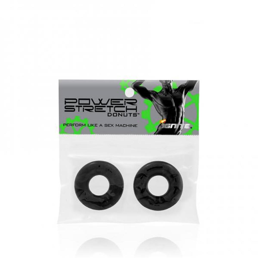 Power Stretch Donuts 2 Pack Black Rings - Classic Penis Rings