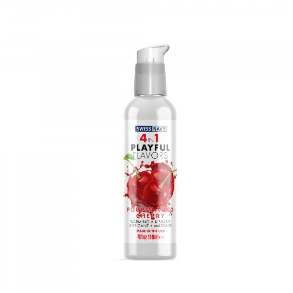 Swiss Navy 4 In 1 Playful Flavors Poppin Wild Cherry 4oz - Lubricants
