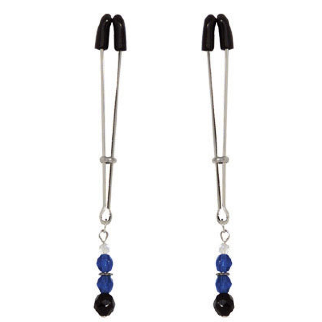 Blue Beaded Nipple Clamps With Tweezer Tip Blue - Nipple Clamps