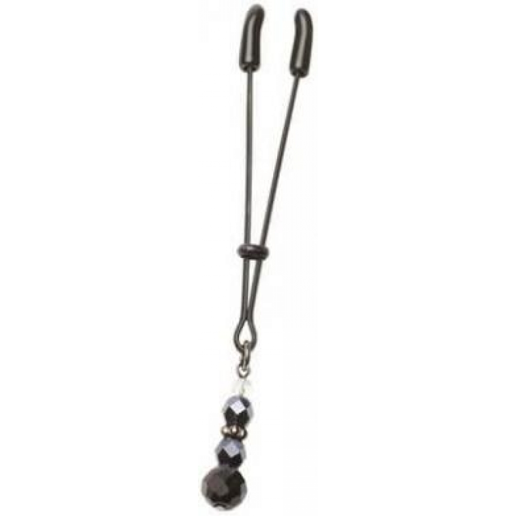 Beaded Clit Clamp With Tweezer Tip - Black - Jewelry