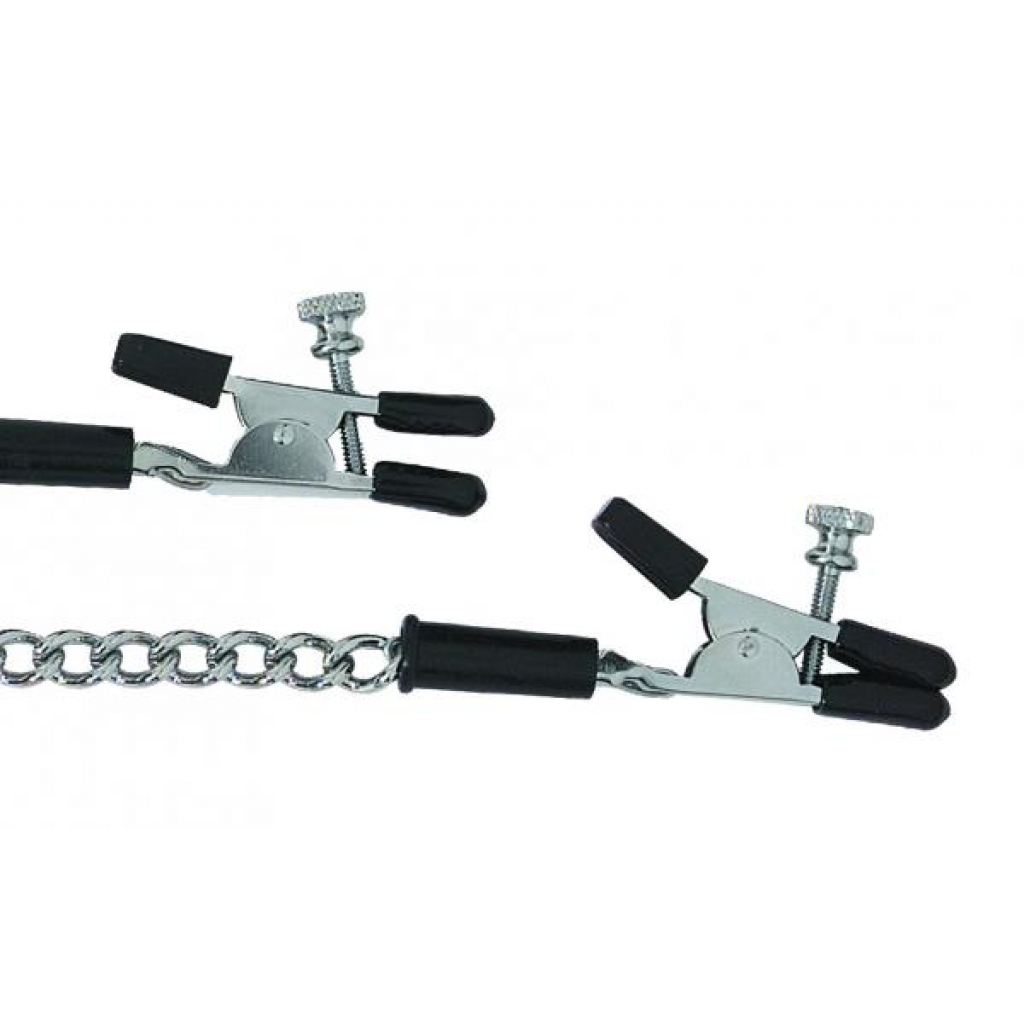 Adjustable Alligator Nipple Clamps With Link Chain Silver - Nipple Clamps