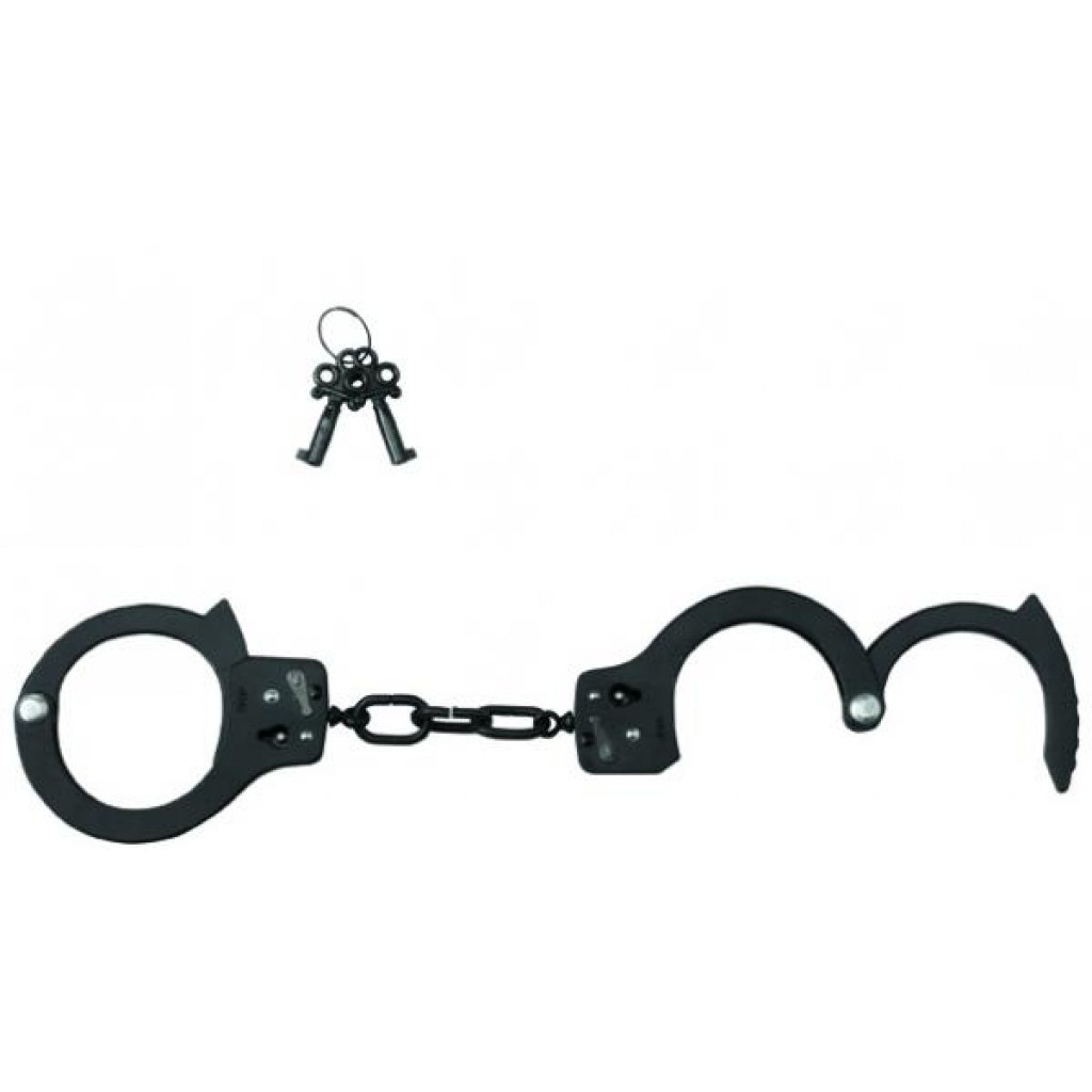 Handcuffs Black Coated Steel Single Lock - Black - Handcuffs