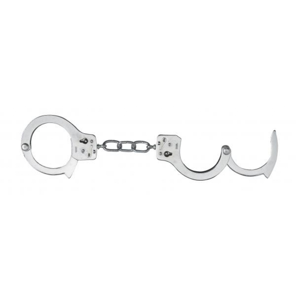 Nickel Coated Steel Handcuffs With Single Lock - Silver - Handcuffs