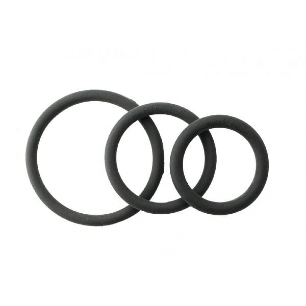 Rubber C Ring Set - Black - Cock Ring Trios