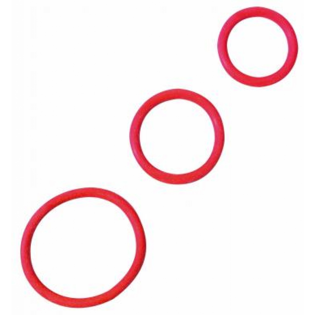 Rubber C Ring Set - Red - Cock Ring Trios