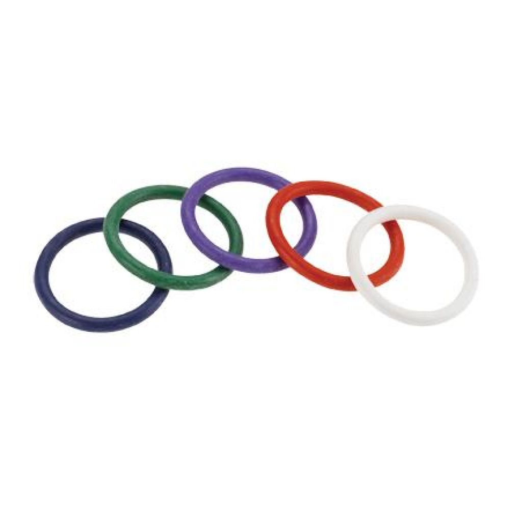 Rainbow Rubber C Ring 5 Per Set 1.5 Inch - Classic Penis Rings