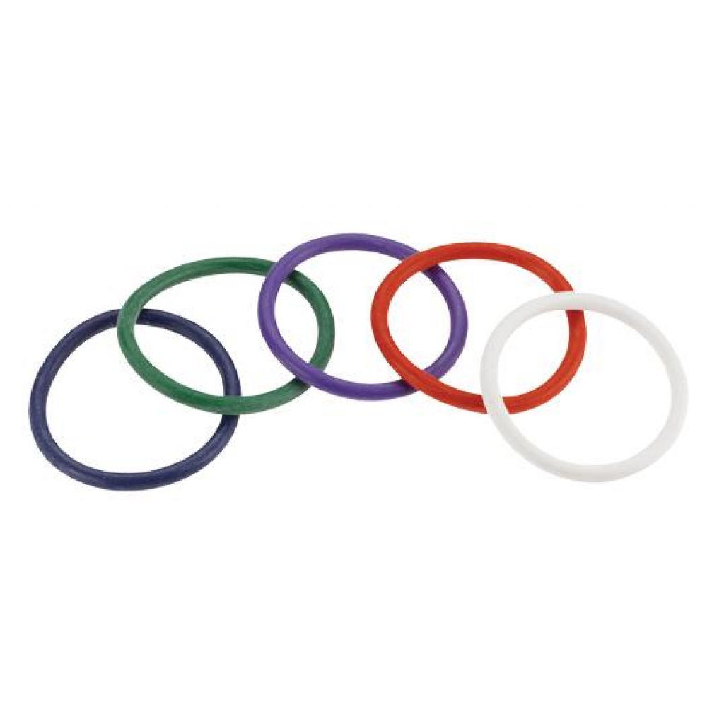Rainbow Rubber C Ring 5 Pack - 2 inch - Classic Penis Rings