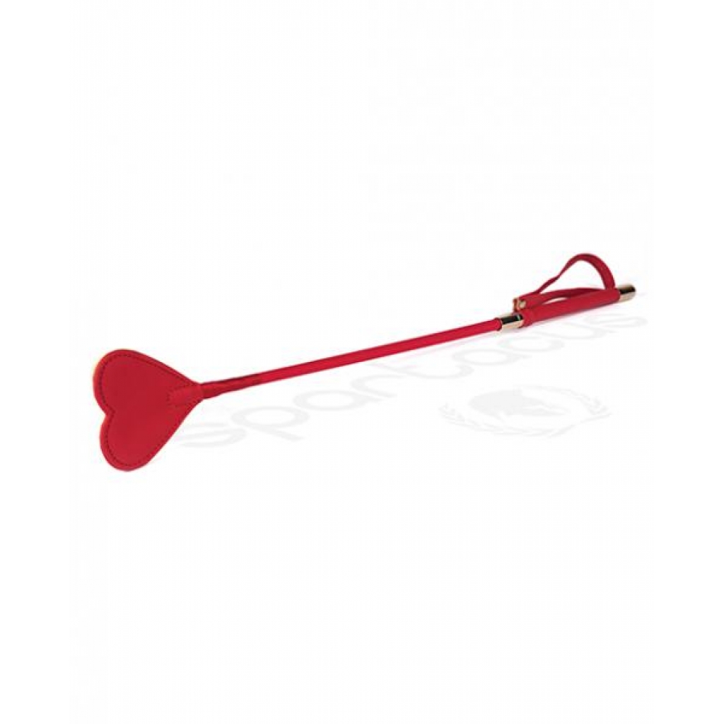 Plush Lined Red Pu Heart Shape Tip Riding Crop - Crops
