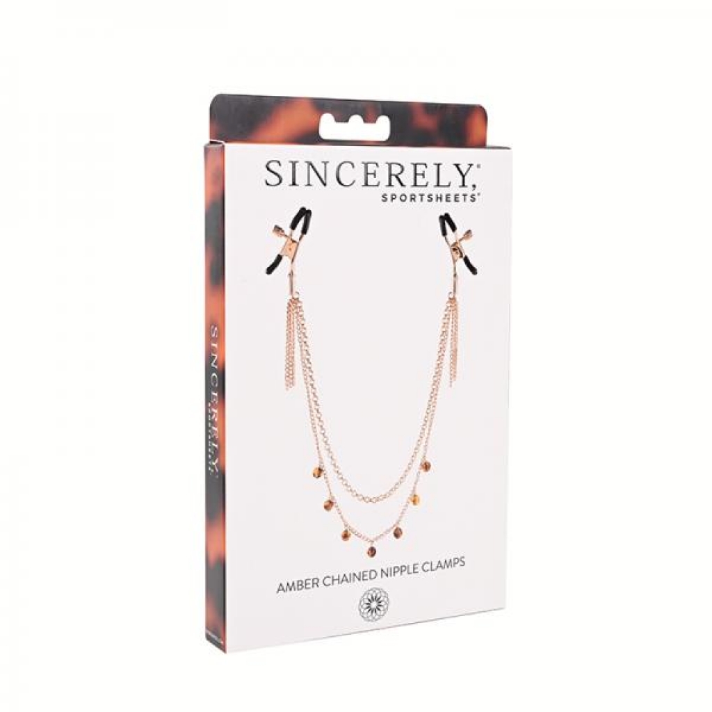 Sincerely Amber Chain Nipple Jewelry - Nipple Clamps