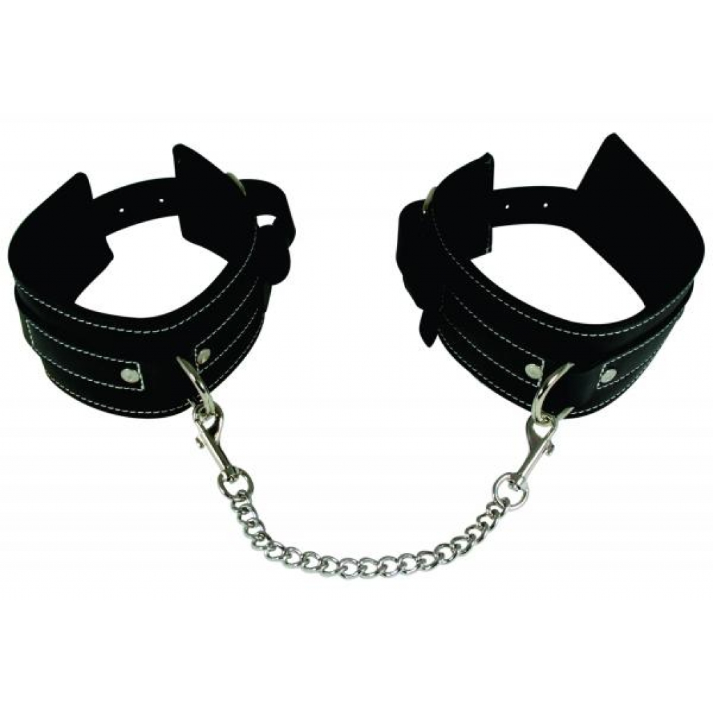 Edge Leather Wrist Restraints Black - Handcuffs