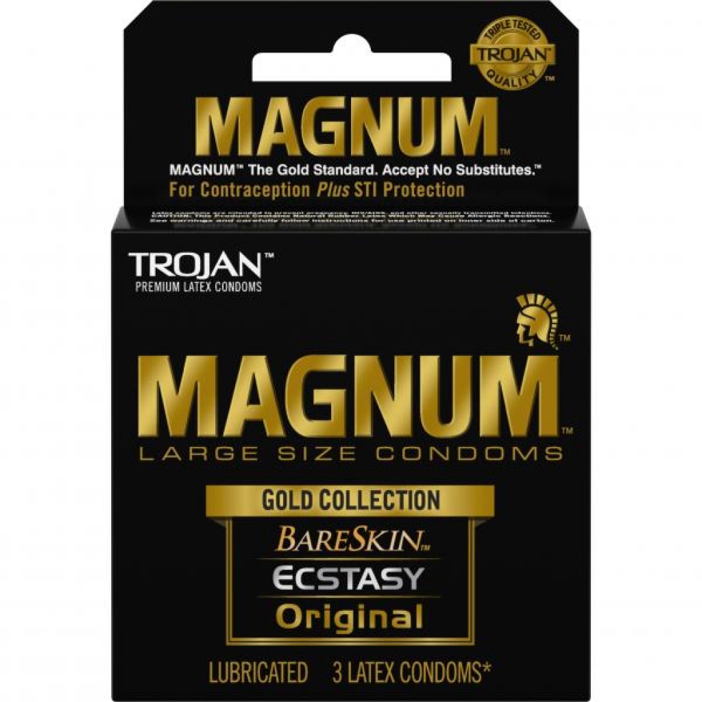 Trojan Magnum Large Size Condoms Gold Collection 3 Pack - Condoms