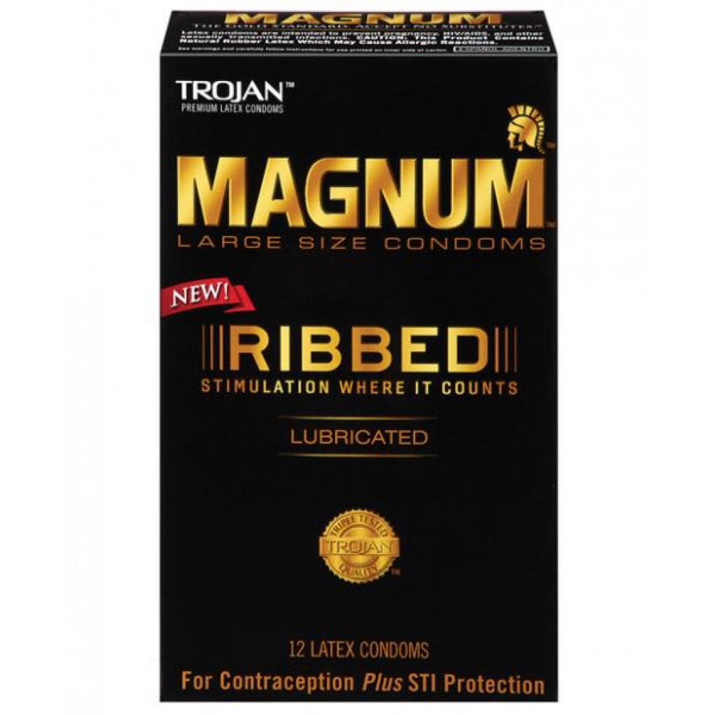 Trojan Magnum Ribbed – 12 Pack Latex Condoms