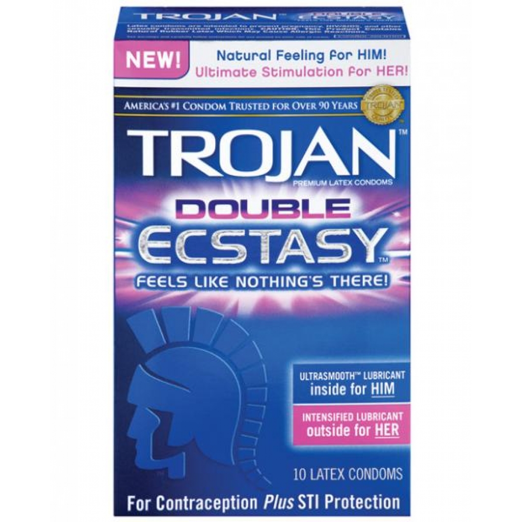 Trojan Double Ecstasy – 10 Pack Latex Condoms