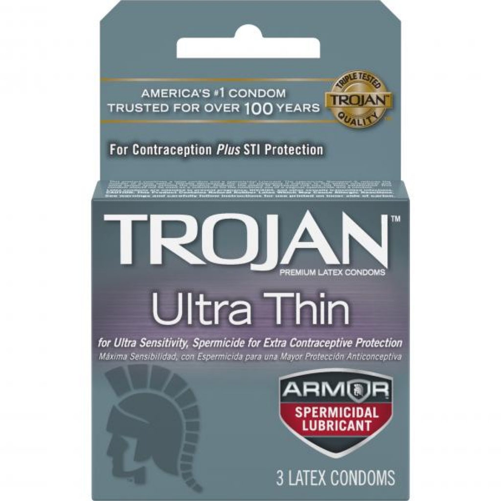 Trojan Ultra Thin Armor Spermicide Condoms 3 Pack - Condoms