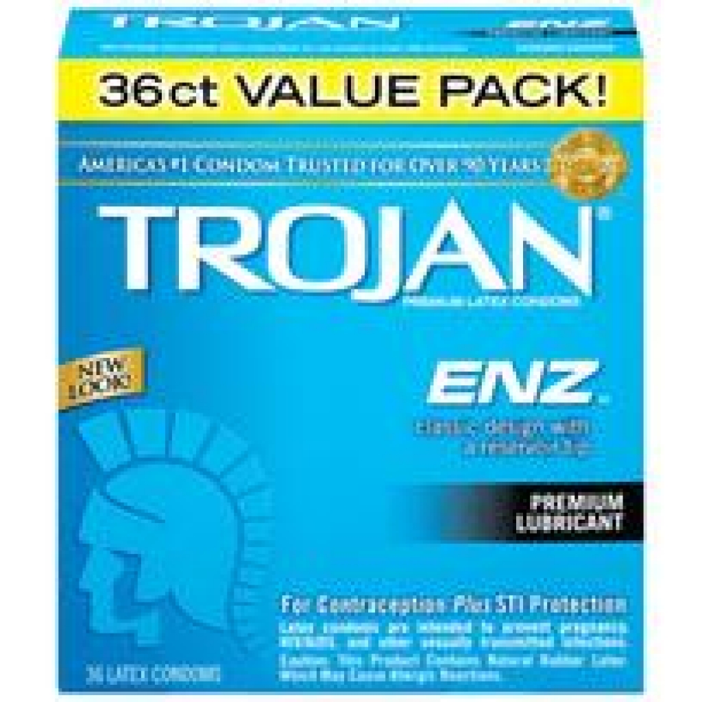 Trojan ENZ Lubricated Latex Condoms 36 Pack - Condoms