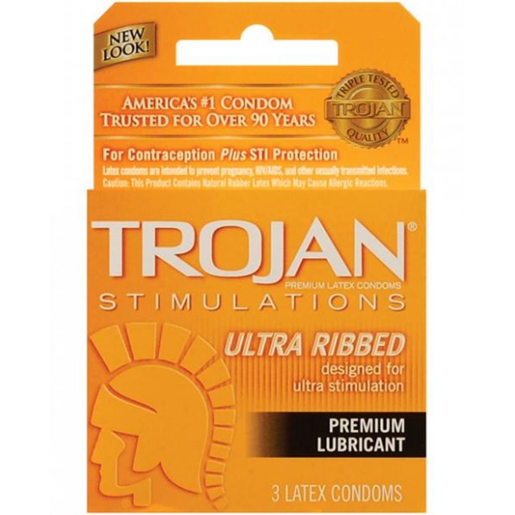 Trojan Ultra Ribbed Lubricated Condoms 3 Pack - Condoms