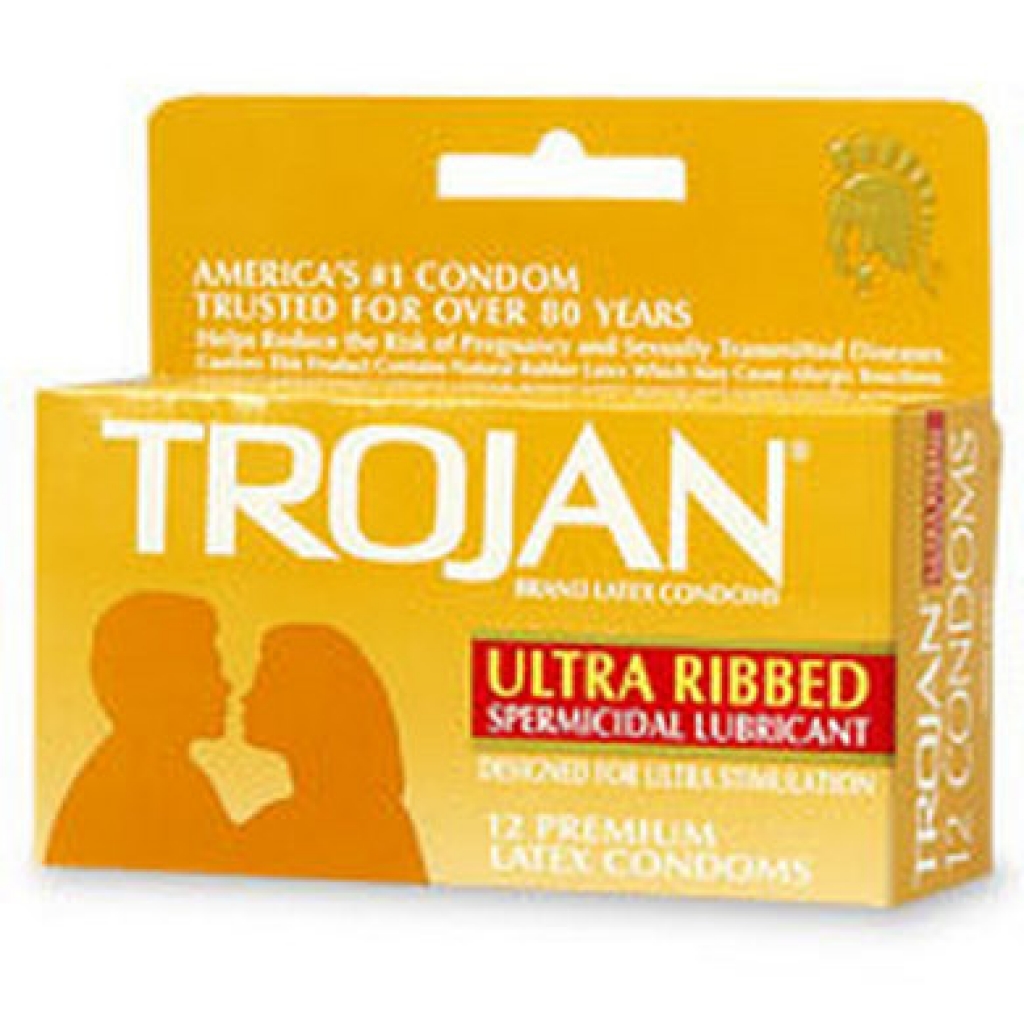 Trojan Ultra Ribbed Stimulations - 12 Pack