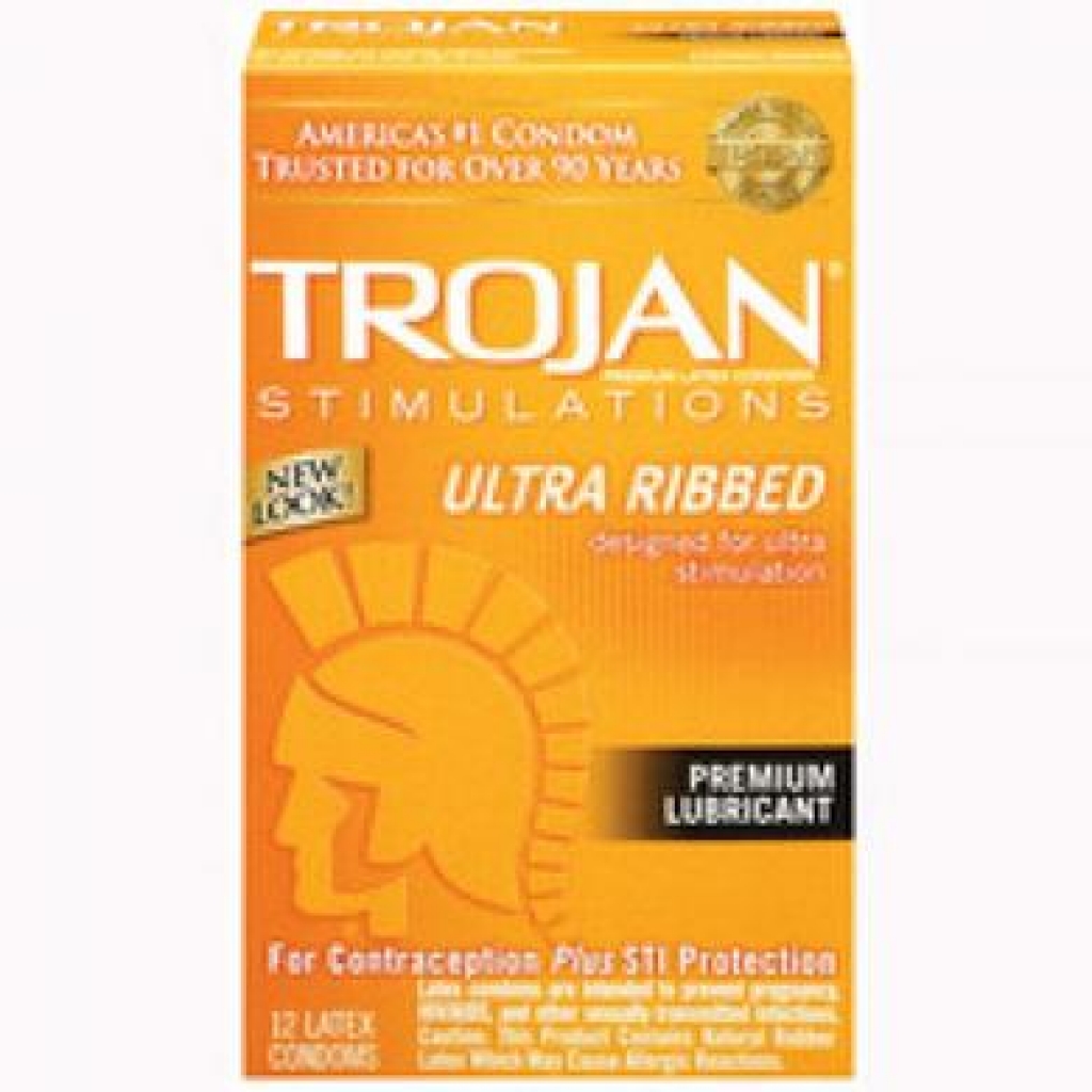 Trojan Stimulations Ultra Ribbed 12 Pack - Condoms