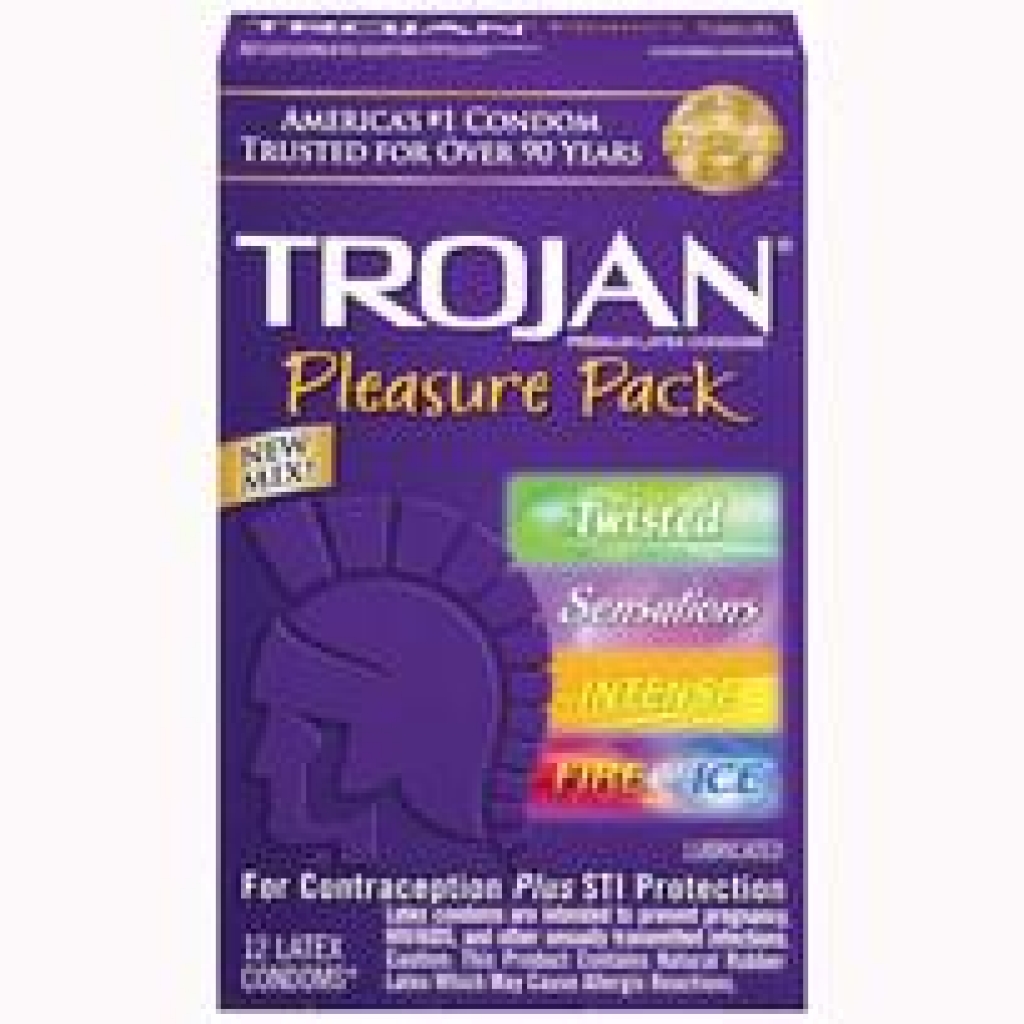 Trojan Pleasure Pack 12 Assorted Latex Condoms - Condoms