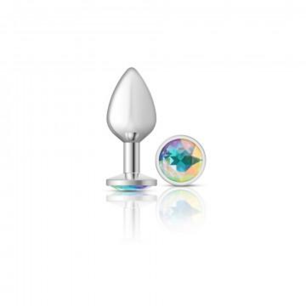 Cheeky Charms Round Clear Iridescent Medium Silver Plug - Anal Plugs