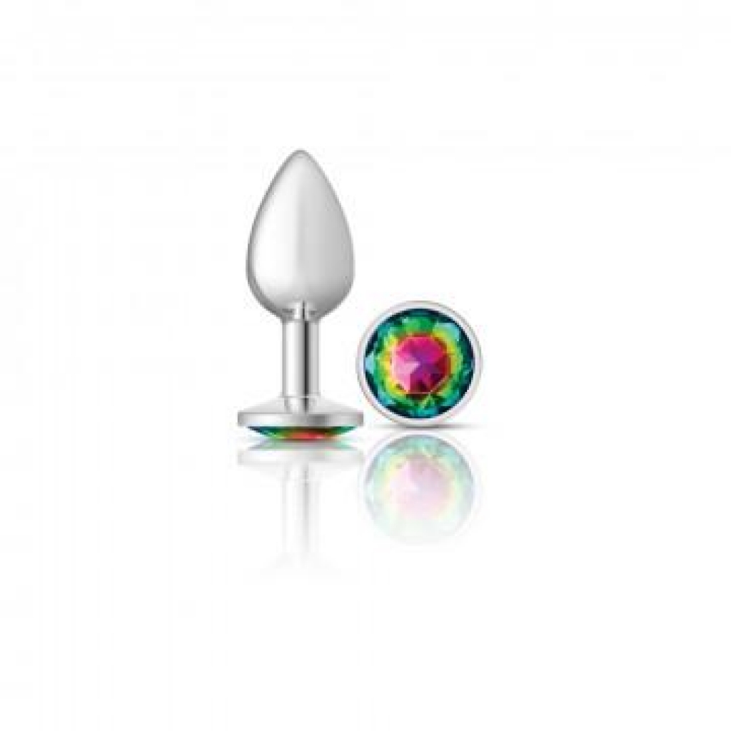 Cheeky Charms Round Rainbow Small Silver Plug - Anal Plugs