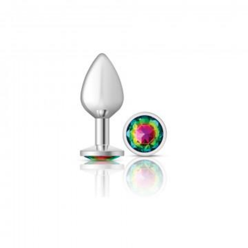 Cheeky Charms Round Rainbow Medium Silver Plug - Anal Plugs