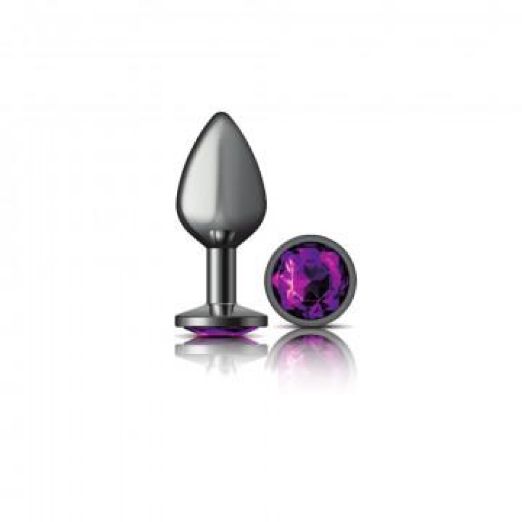 Cheeky Charms Round Purple Medium Gunmetal Butt Plug - Anal Plugs