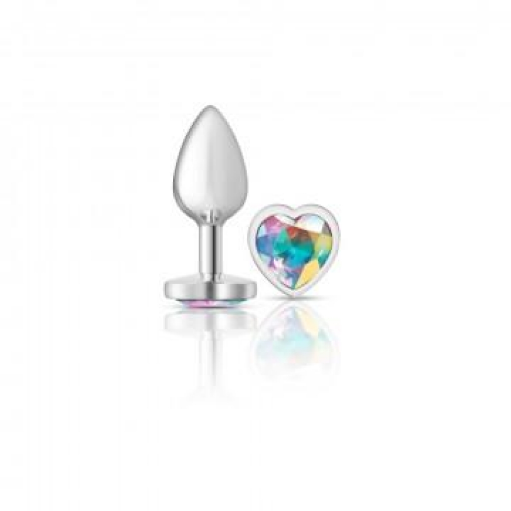 Cheeky Charms Heart Clear Iridescent Small Silver Plug - Anal Plugs